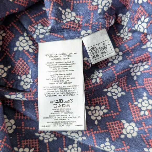 Brooks Brothers Blue Red White Floral Cotton Shirt Dress with Pockets size 8 - Picture 8 of 9